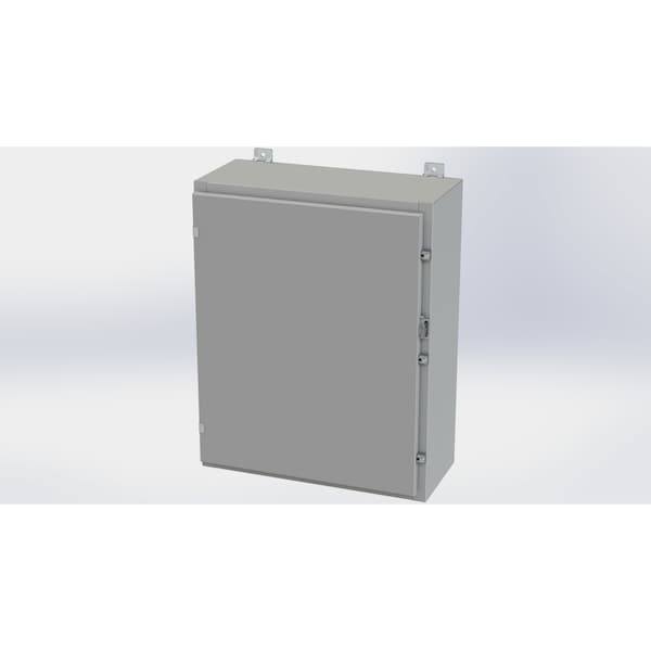 Clamps with Padlock Hasp Electrical Enclosures, 30 in H, 10 in D, 24 in W, NEMA 4, Carbon Steel